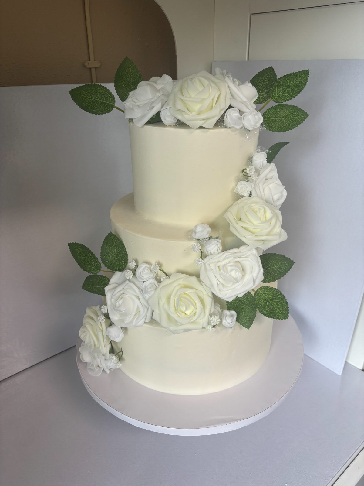 3 tier white floral